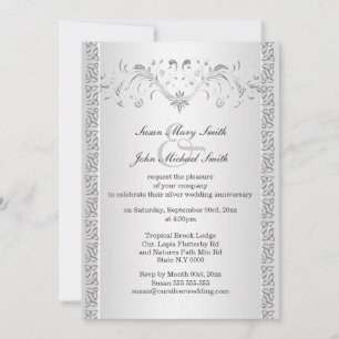 Invitación Aniversario de bodas floral plata celta