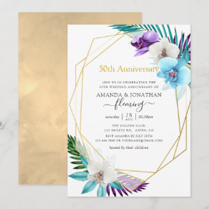 Invitación Aniversario de bodas geométrico tropical 50