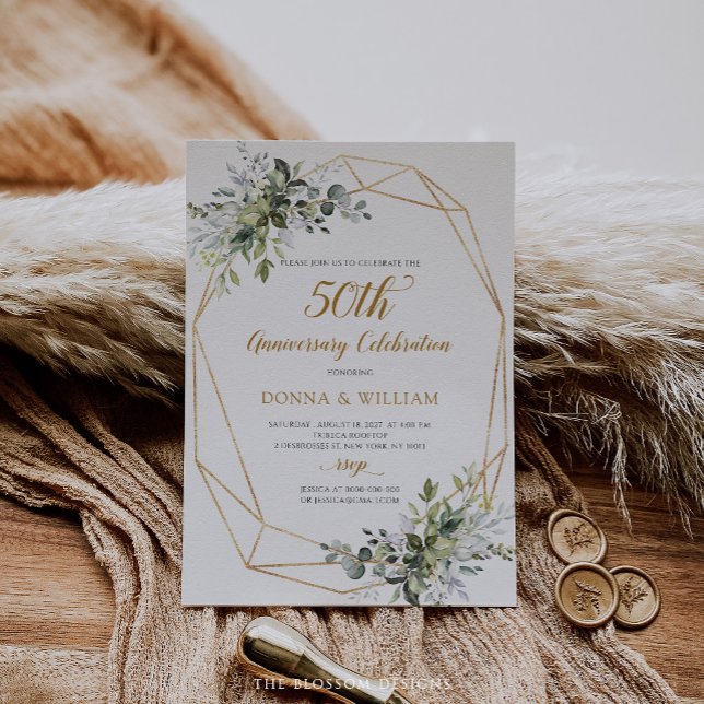 Invitación Aniversario de Bodas Greenery 50 - EAC1 (Subido por el creador)