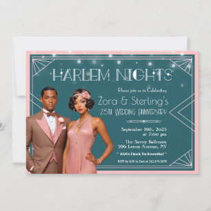 Invitación Aniversario de bodas Harlem Nights afroamericano