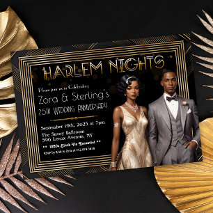 Invitación Aniversario de bodas Harlem Nights afroamericano
