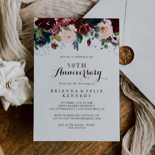 Invitación Aniversario de bodas ilustrado con acuarela número