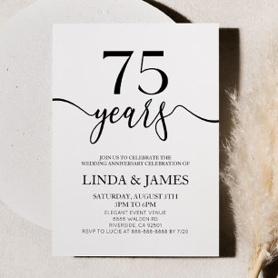 Invitación Aniversario de bodas Minimalista Blanco y Negro 75