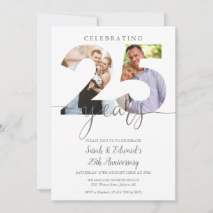 Invitación Aniversario de bodas moderno 25 2 fotos 