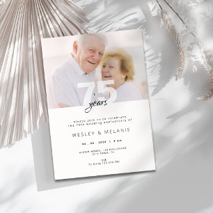 Invitación Aniversario de bodas moderno de 75 años con foto