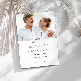 Invitación Aniversario de bodas moderno número 40 con foto