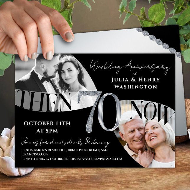 Invitación Aniversario de bodas moderno número 70 (Subido por el creador)