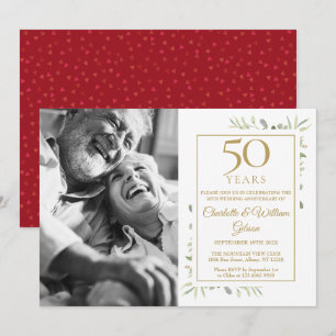 Invitación Aniversario de Bodas nº 50 Verde Amor Corazón Foto