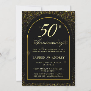 Invitación Aniversario de bodas negro dorado
