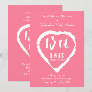 Invitación Aniversario de bodas número 13 encaje tradicional