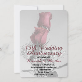 Invitación Aniversario de Bodas número 15 Dos Rosas Rojas Fot