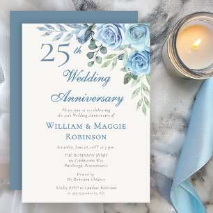 Invitación Aniversario de Bodas número 25 Fiesta Elegante de 
