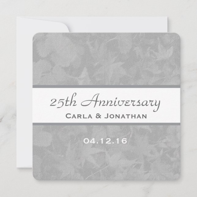 Invitación Aniversario de Bodas número 25 Hojas Mudas de Plat (Anverso)