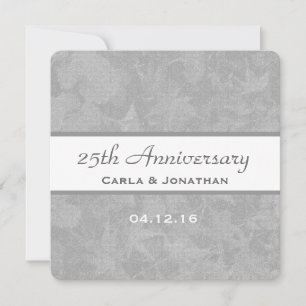Invitación Aniversario de Bodas número 25 Hojas Mudas de Plat