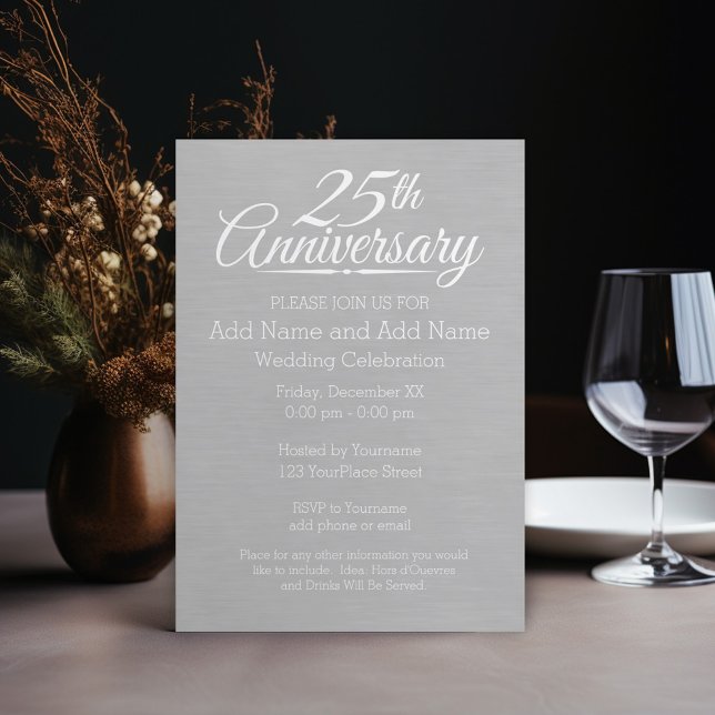 Invitación Aniversario de Bodas número 25 Personalizado (25th Wedding Anniversary Invitation - download option available)