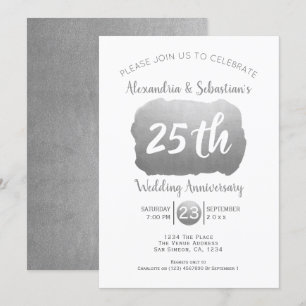 Invitación Aniversario de bodas número 25 personalizado de pl