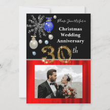 Aniversario de bodas número 30 en Navidad en negro