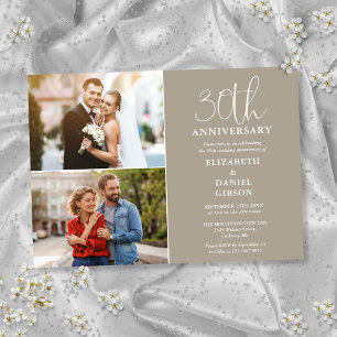 Invitación Aniversario de bodas número 30 Entonces y ahora 2 