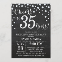 Aniversario de bodas número 35 pizarra negro plata