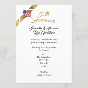 Invitación Aniversario de bodas número 50 americano