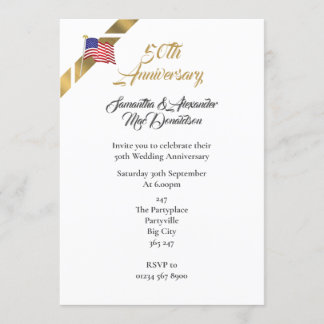 Invitación Aniversario de bodas número 50 americano