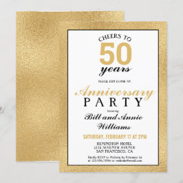 Invitación Aniversario de bodas número 50 Brindis por 50 años