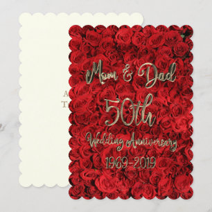Invitación Aniversario de bodas número 50 de Mamá y Papá Rosa