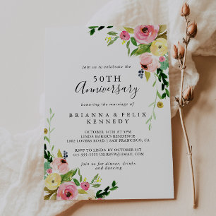 Invitación Aniversario de bodas número 50 de otoño tropical c