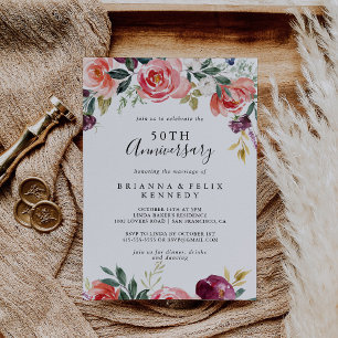 Invitación Aniversario de bodas número 50 de verano tropical 