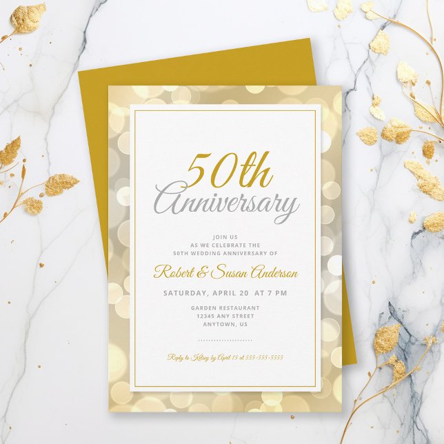 Invitación Aniversario de Bodas número 50 | Elegante Bokeh Do (Subido por el creador)