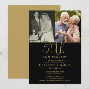 Invitación Aniversario de Bodas número 50 Entonces y Ahora 2 
