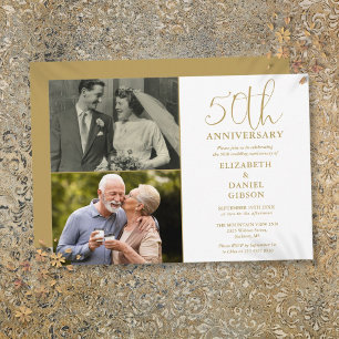 Invitación Aniversario de Bodas número 50 Entonces y Ahora 2 