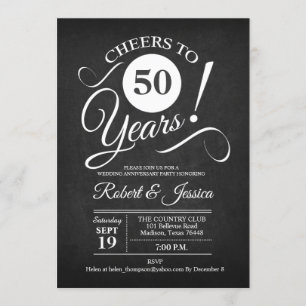 Invitación Aniversario de bodas número 50 - Pizarra Blanca