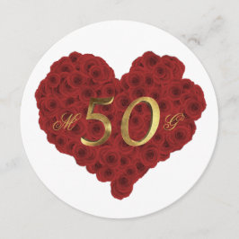 Invitación Aniversario de Bodas número 50 Rosas Rojas Corazón
