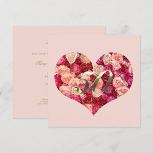 Invitación Aniversario de Bodas número 50 Rosas Rosadas Coraz