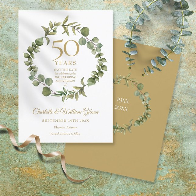 Invitación Aniversario de bodas número 50 Save the Date Verdo (Subido por el creador)