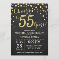 Aniversario de bodas número 55 en pizarra negra y 