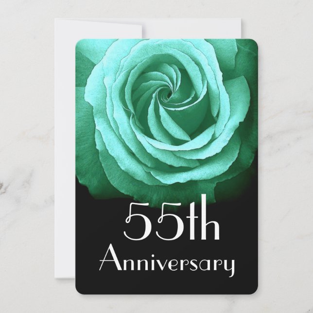 Invitación Aniversario de bodas número 55 Rosa Verde Esmerald (Anverso)