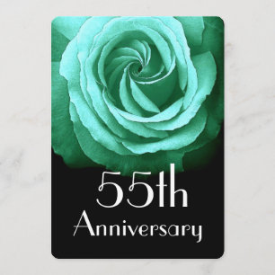 Invitación Aniversario de bodas número 55 Rosa Verde Esmerald