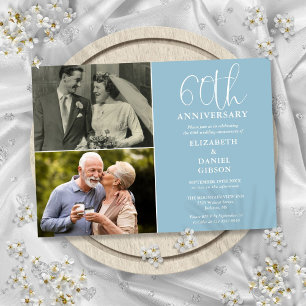 Invitación Aniversario de Bodas número 60 Entonces y Ahora 2 