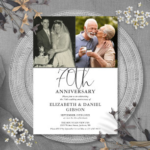 Invitación Aniversario de Bodas número 70 Entonces y Ahora 2 