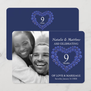 Invitación Aniversario de bodas número 9 foto azul de Lapis L