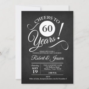 Invitación Aniversario de bodas rústico 60 - Pizarra Blanca