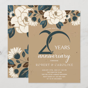 Invitación Aniversario de bodas rústico floral 20