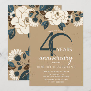 Invitación Aniversario de Bodas Rústico Floral 40