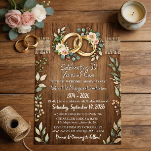 Invitación Aniversario de Bodas Simple de Ruby 50