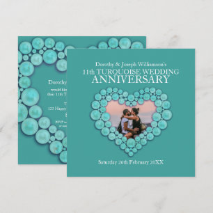 Invitación Aniversario de bodas turquesa 11 años foto