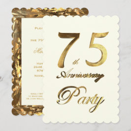 Invitación Aniversario de cumpleaños número 75 elegante marfi