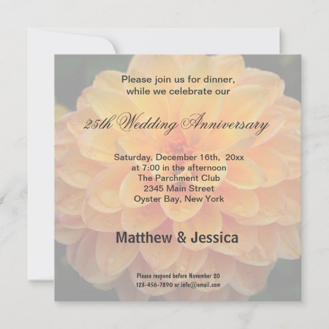 Invitación Aniversario de Dahlia (Anverso)