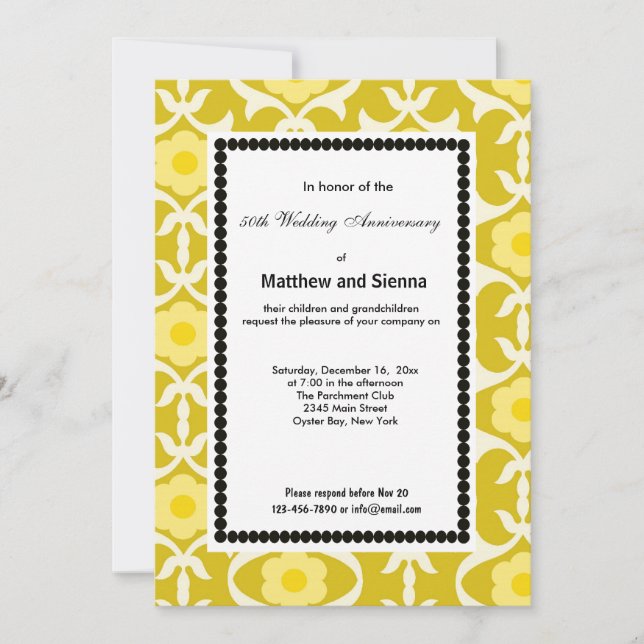 Invitación Aniversario de estilo campestre francés (Anverso)